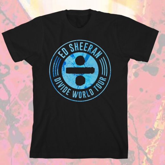 ED SHEERAN 2018 Divide World /US Tour Spin Stamp Concert Black T-Shirt - Picture 2 of 4